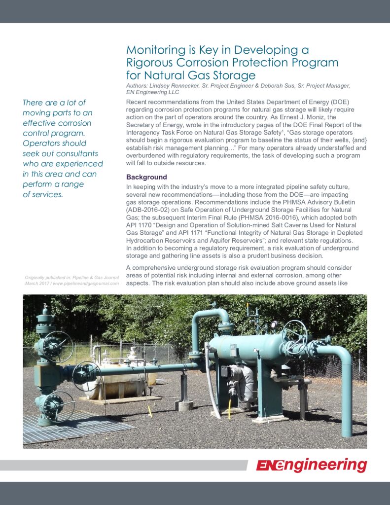 Monitoring is Key in Developing a Rigorous Corrosion Protection Program for Natural Gas Storage