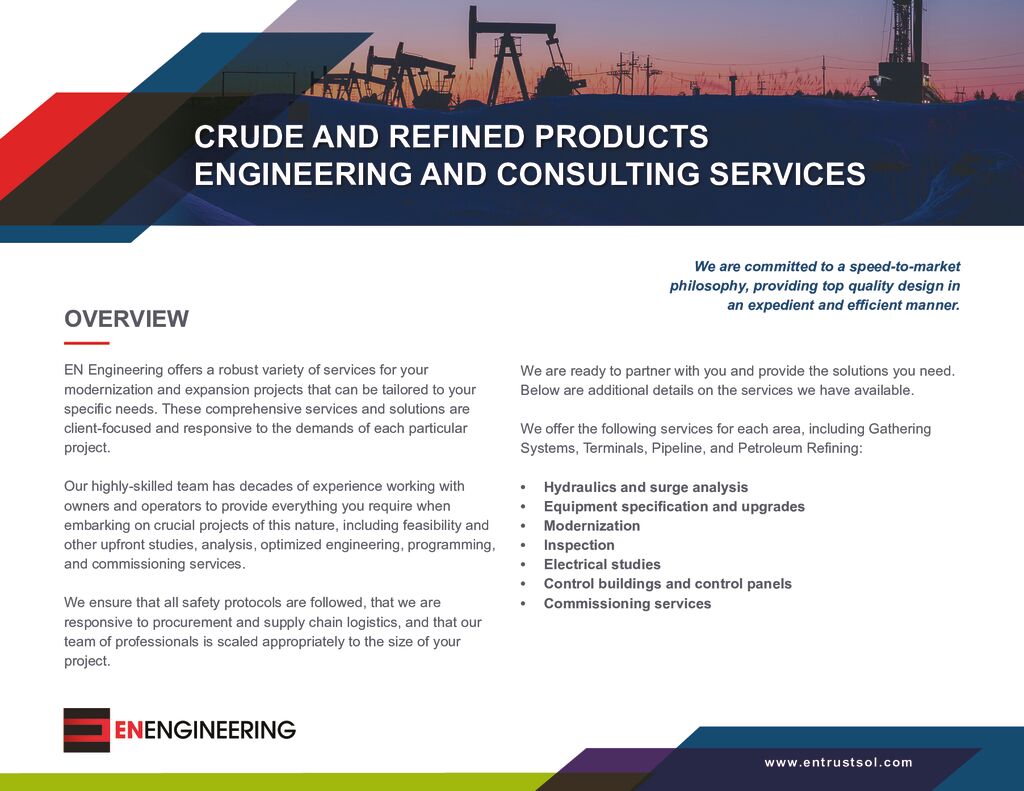 Crude and Refined Products Engineering and Consulting Services